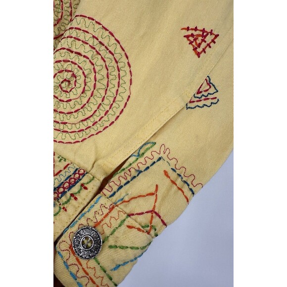 VTG Tantrums Embroidered Floral Boho Hippie  yellow  Jacket Pockets Size 1X  Min - Picture 6 of 11